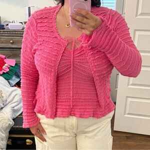 LoveShackFancy Celosia Gauze Flared Cardigan